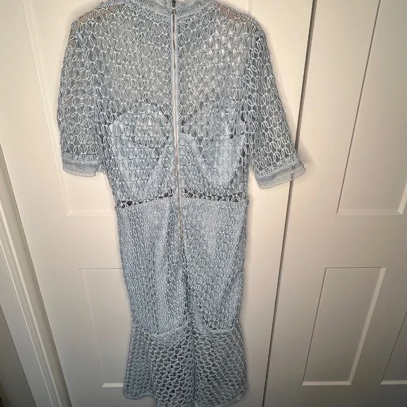 Bardot Fiona Mesh Light Blue Midi Dress Women's Size Large / 10 US - Picture 7 of 9